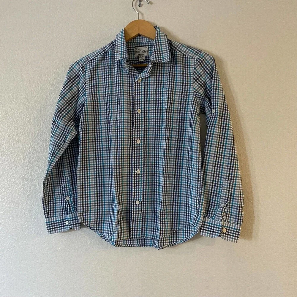 Children's Place Est 1989 Boys Size XL 14 Button Up Shirt Blue Plaid Long Sleeve